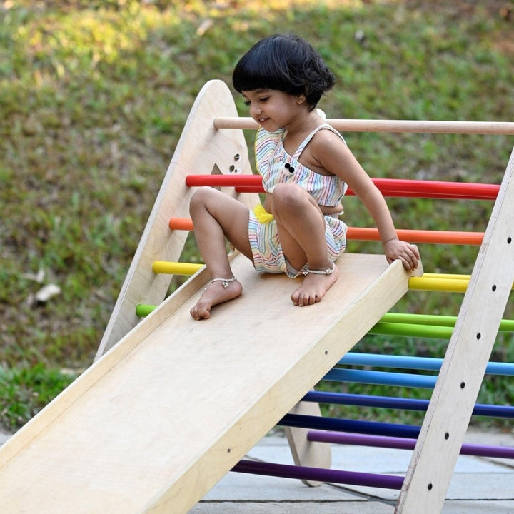 Wooden Pikler Triangle Climber with Slider Attachment - AARIV TOYS