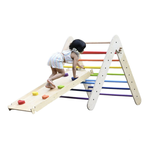 Wooden Pikler Triangle Climber with Slider Attachment - AARIV TOYS